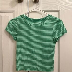 American Eagle Outfitters Green Striped Tee